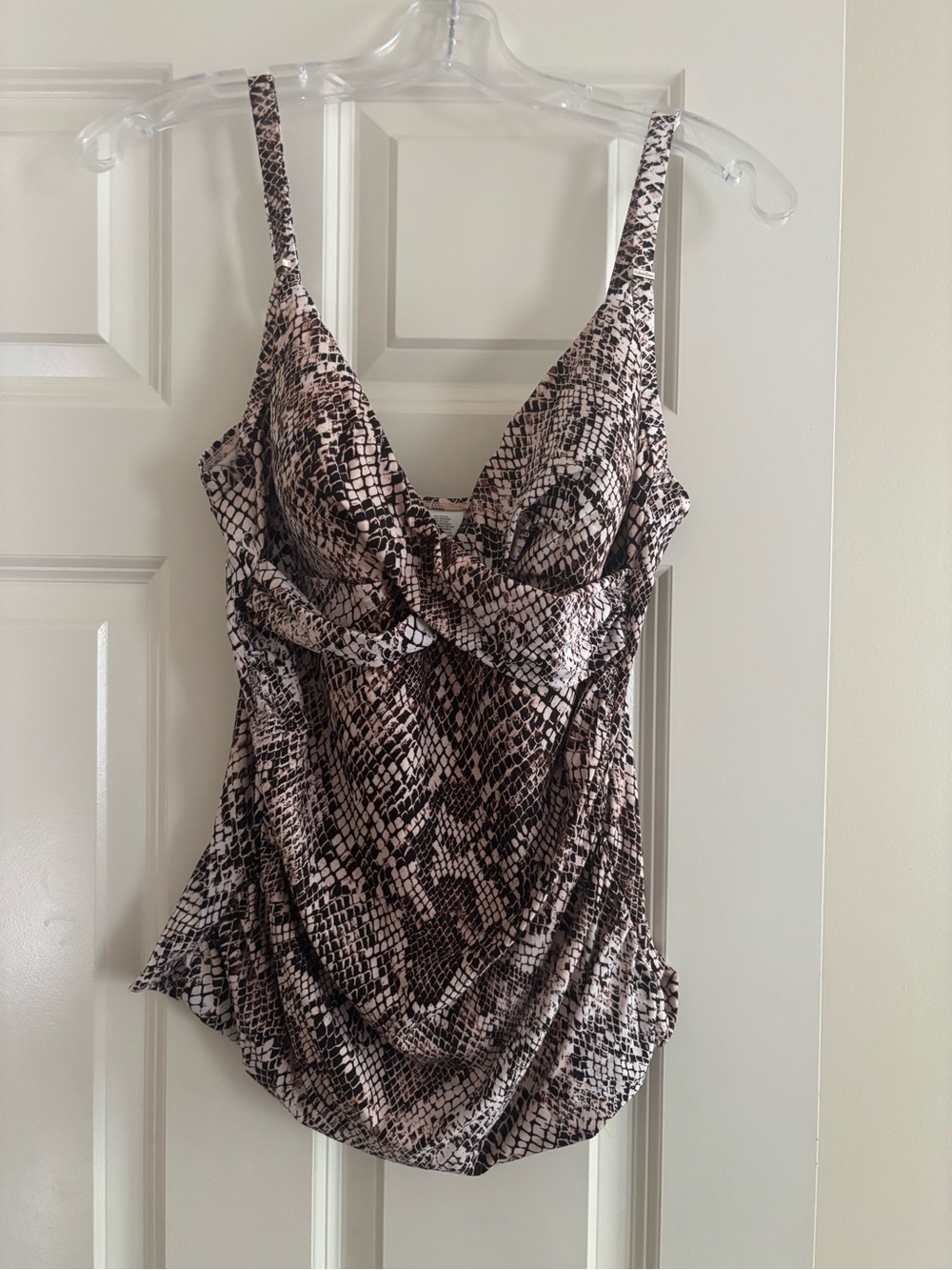 Calvin Klein 2piece tankini swimsuit Women's Snake Print Pink Brown large
